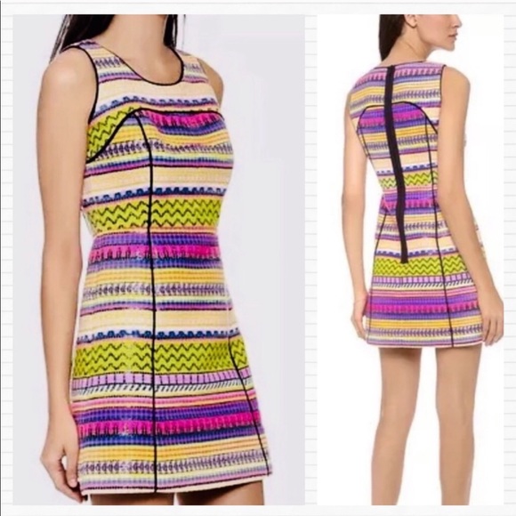 Milly Rare Neon Woven Aztec Striped Mini Dress - Picture 4 of 12